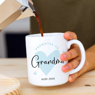 Blue Promoted to Grandma Heart Baby Boy Coffee Mug