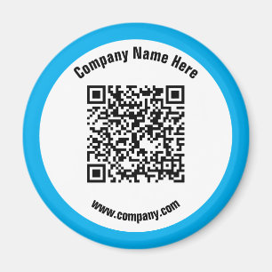 Blue Promotional Business Name QR Code Magnet