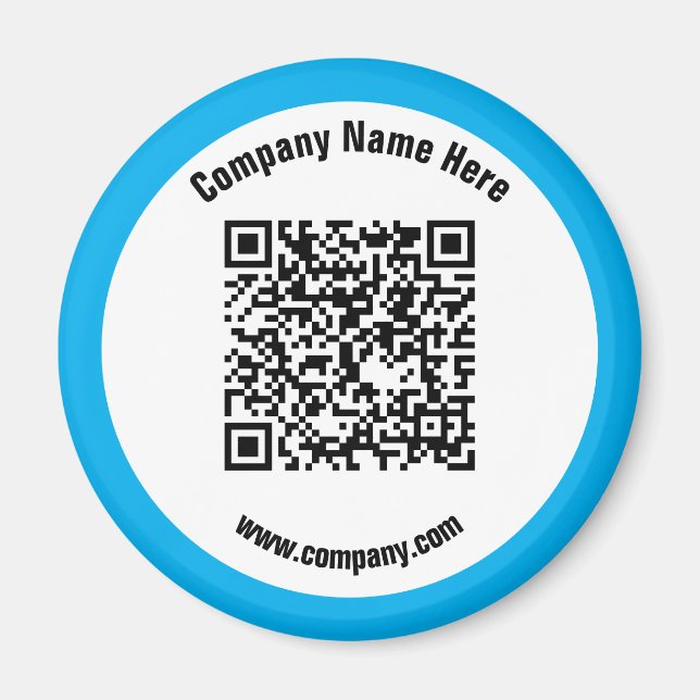 Blue Promotional Business Name QR Code  Magnet (Front)