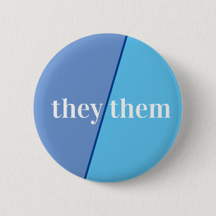 Blue Pronoun Button They/Them