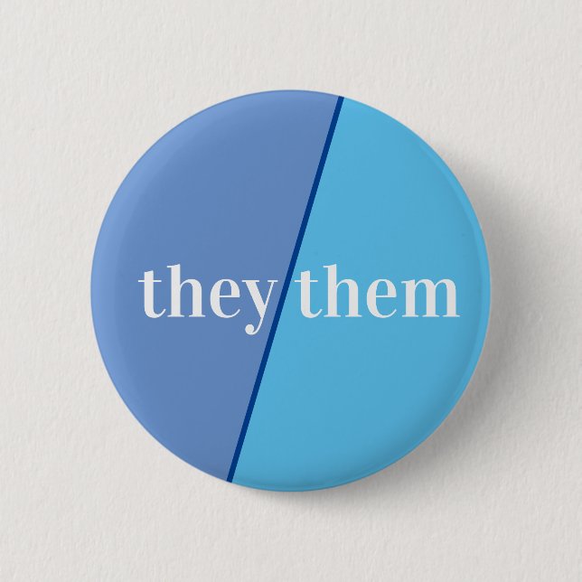 Blue Pronoun Button They/Them (Front)