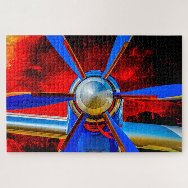 Blue Propeller, Red Sky Jigsaw Puzzle (Horizontal)