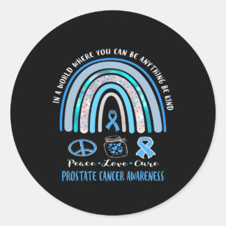 Blue Prostate Cancer Peace Love Cure Sign Tee In T Classic Round Sticker