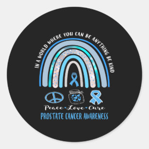 Blue Prostate Cancer Peace Love Cure Sign Tee In T Classic Round Sticker