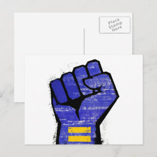 Blue Protest Fist Postcard