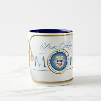 Blue Proud Army Mum Dog Tag Two-Tone Coffee Mug