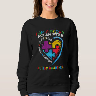 Blue Proud Sister Autism Awareness Puzzle Piece Ki Sweatshirt