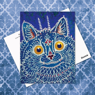 Blue Psychedelic Cat Louis Wain Postcard
