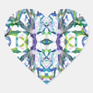 Blue Psychedelic Pattern Heart Sticker
