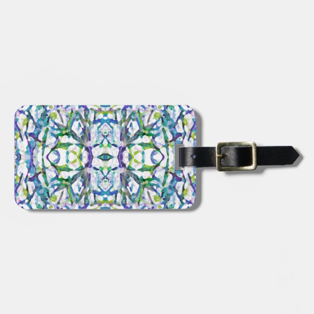 Blue Psychedelic Pattern Luggage Tag (Front Horizontal)