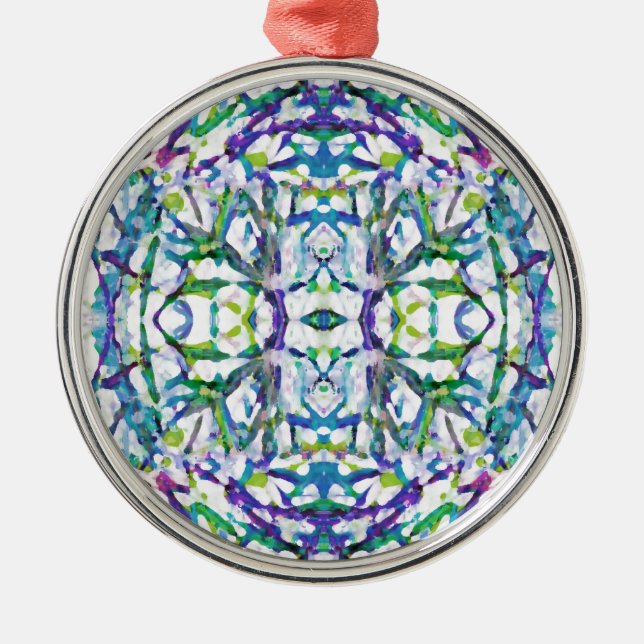 Blue Psychedelic Pattern Metal Tree Decoration (Front)