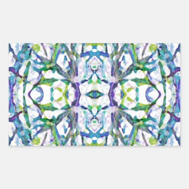 Blue Psychedelic Pattern Rectangular Sticker (Front)