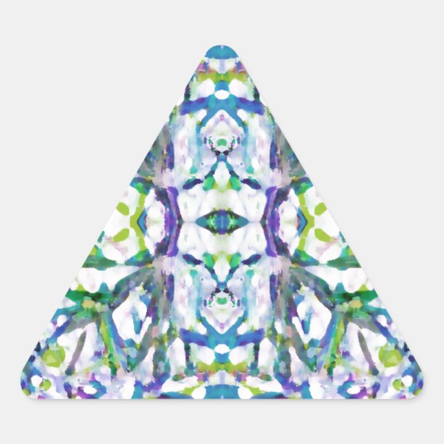 Blue Psychedelic Pattern Triangle Sticker (Front)