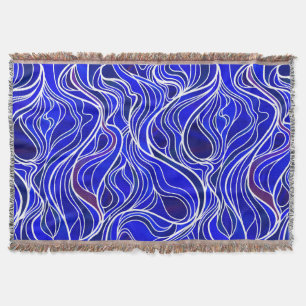 Blue Psychedelic Stained Glass Abstract Throw Blanket