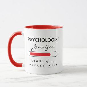 Blue PSYCHOLOGIST [Name] Loading Red & White Mug