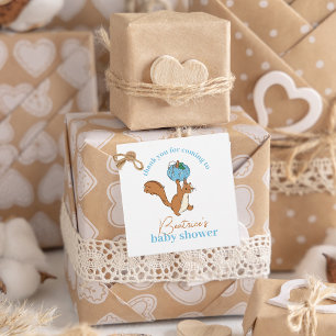 Blue Pumpkin and Squirrel Baby Boy Baby Shower Favour Tags