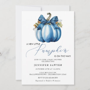 Blue Pumpkin   Autumn Baby Shower Invitation
