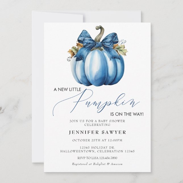 Blue Pumpkin | Autumn Baby Shower Invitation (Front)