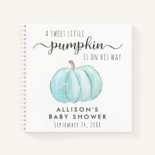 Blue Pumpkin Baby Boy Shower Guest Book