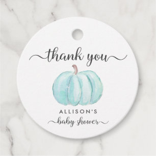 Blue Pumpkin Baby Boy Shower Thank You Favour Tags