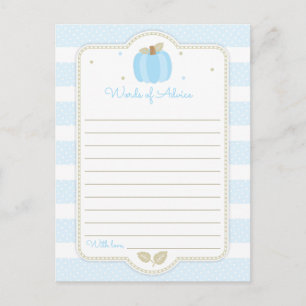 Blue Pumpkin Baby Boy Shower Words of Advice Postcard