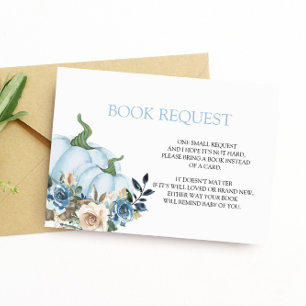 Blue Pumpkin Baby Shower Book for Baby  Enclosure Card