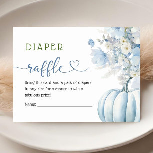 Blue Pumpkin Baby Shower Boy Fall Diaper Raffle Enclosure Card