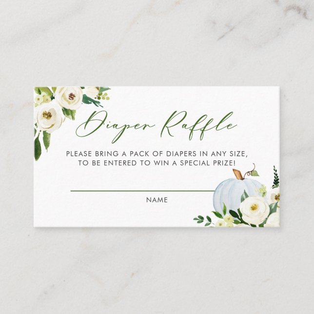 Blue Pumpkin Baby Shower Diaper Raffle Game Card (Front)