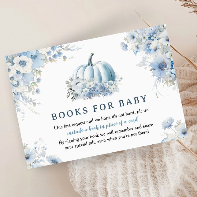 Blue Pumpkin Baby Shower Fall Books For Baby Enclosure Card (Creator Uploaded)