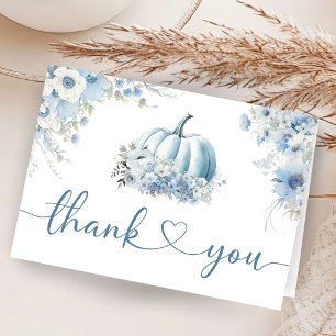 Blue Pumpkin Baby Shower Fall Folded Thank You