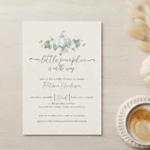 Blue Pumpkin Baby Shower Gender Neutral Invitation