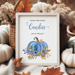 Blue Pumpkin Baby Shower Guess how many Candies Poster