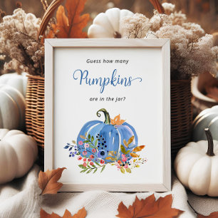 Blue Pumpkin Baby Shower Guess how many Pumpkins Poster