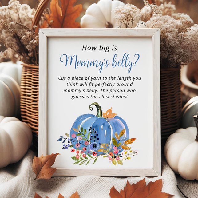 Blue Pumpkin Baby Shower How big is Mummy’s belly Poster (Creator Uploaded)