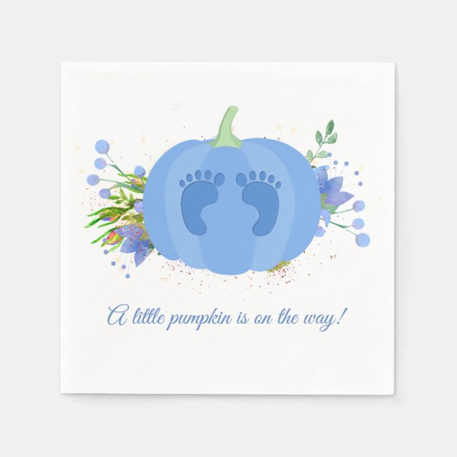 Blue Pumpkin Baby Shower Paper Napkins (Front)