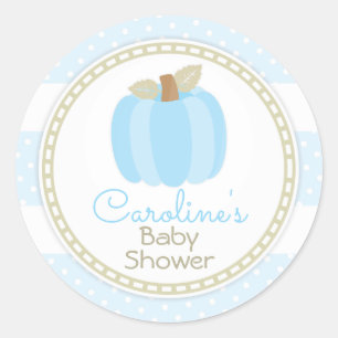 Blue Pumpkin Baby Shower Round Sticker
