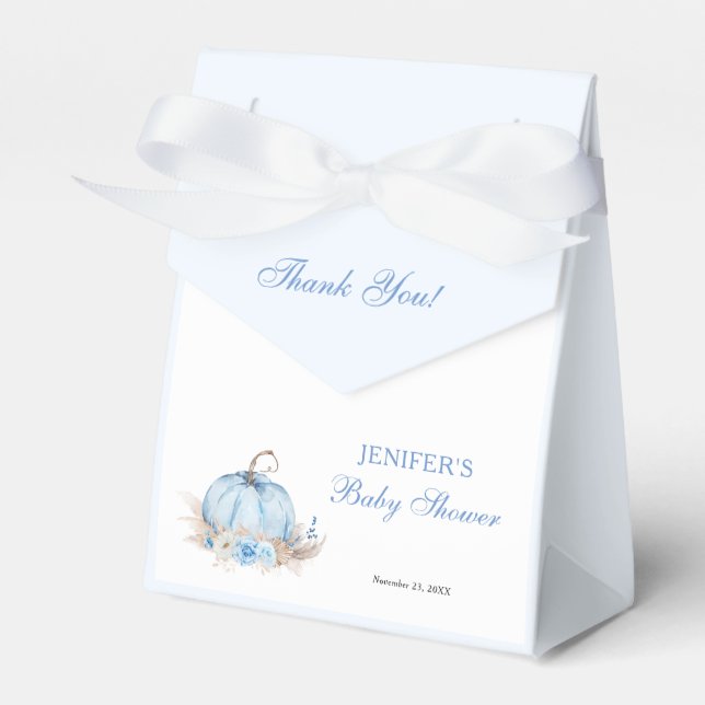 Blue Pumpkin Baby Shower Thank You Favour Box (Front Side)