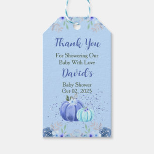 Blue Pumpkin Baby Shower Thank You Favour Tags