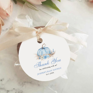 Blue Pumpkin Baby Shower Thank You Favour Tags