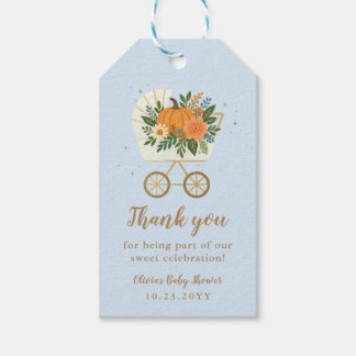 Blue Pumpkin Baby Shower Thank You Gift Tags