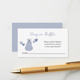 Blue Pumpkin Bow Boy Baby Shower Diaper Raffle Enclosure Card