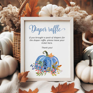 Blue Pumpkin Boy Baby Shower Diaper Raffle Poster