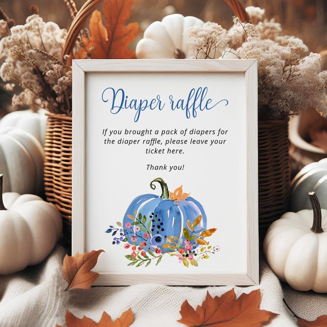 Blue Pumpkin Boy Baby Shower Diaper Raffle Poster (Creator Uploaded)