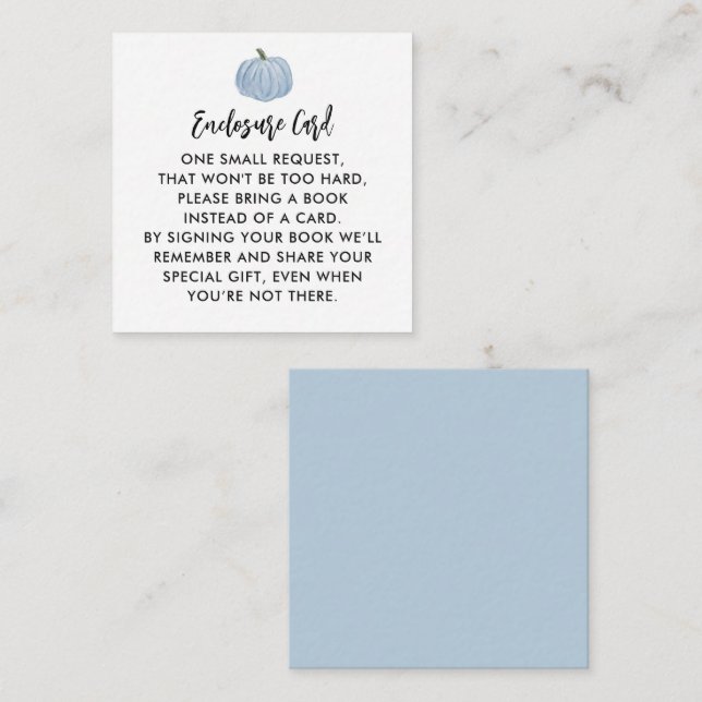 Blue Pumpkin Boy Baby Shower  Enclosure Card (Front/Back)