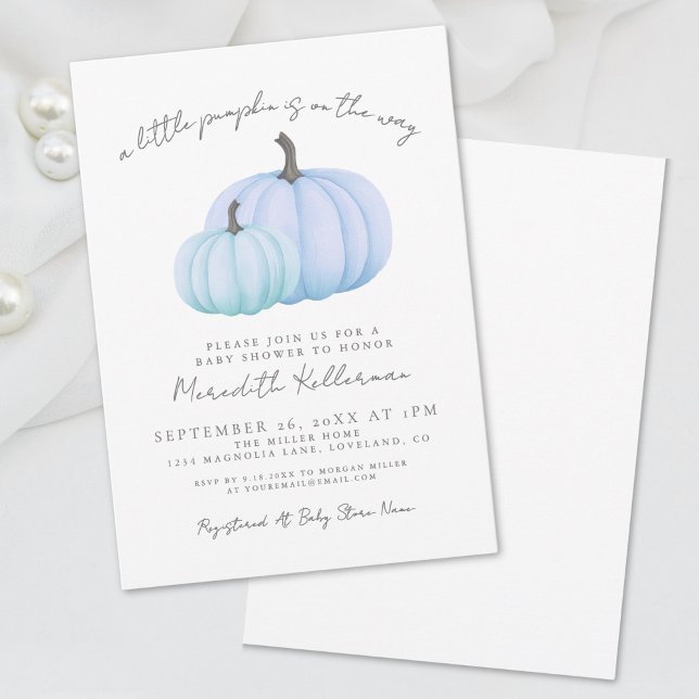Blue Pumpkin Boy Baby Shower Invitation (Blue Pumpkin Boy Baby Shower Invitation)