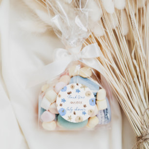 Blue Pumpkin Boy Baby Shower thank You Classic Round Sticker