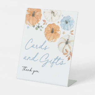 Blue Pumpkin Cards & Gifts Baby Shower Table Pedestal Sign