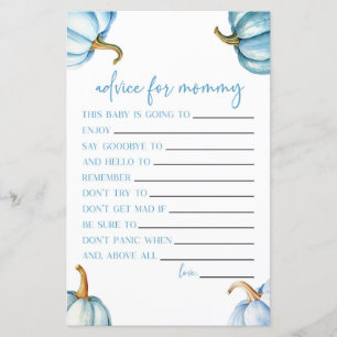 Blue Pumpkin Fall Advice Baby Shower Game Activity