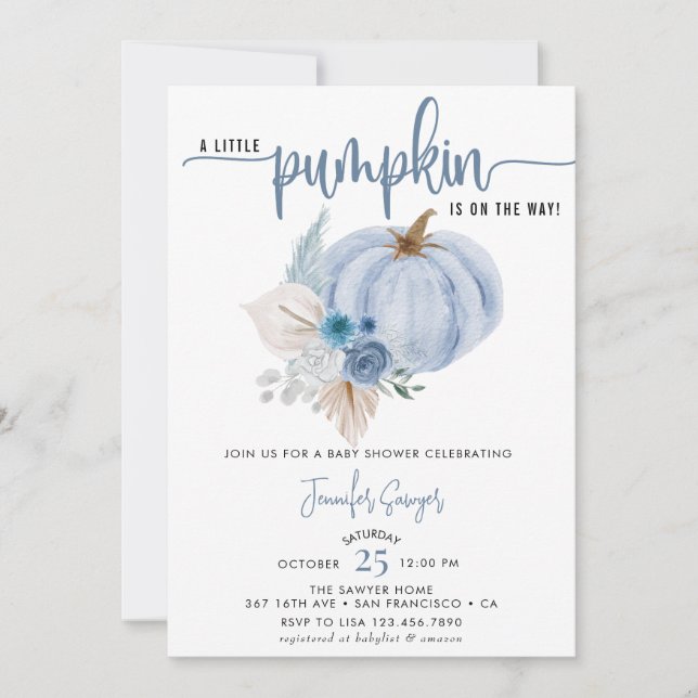 Blue Pumpkin | Fall Baby Shower Invitation (Front)