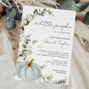 Blue Pumpkin Fall Baby Shower Invitation
